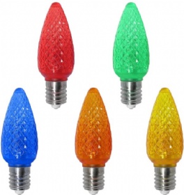C9 LED bulb with faceted cover