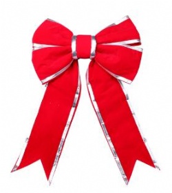 red Velvet bow with silver trim